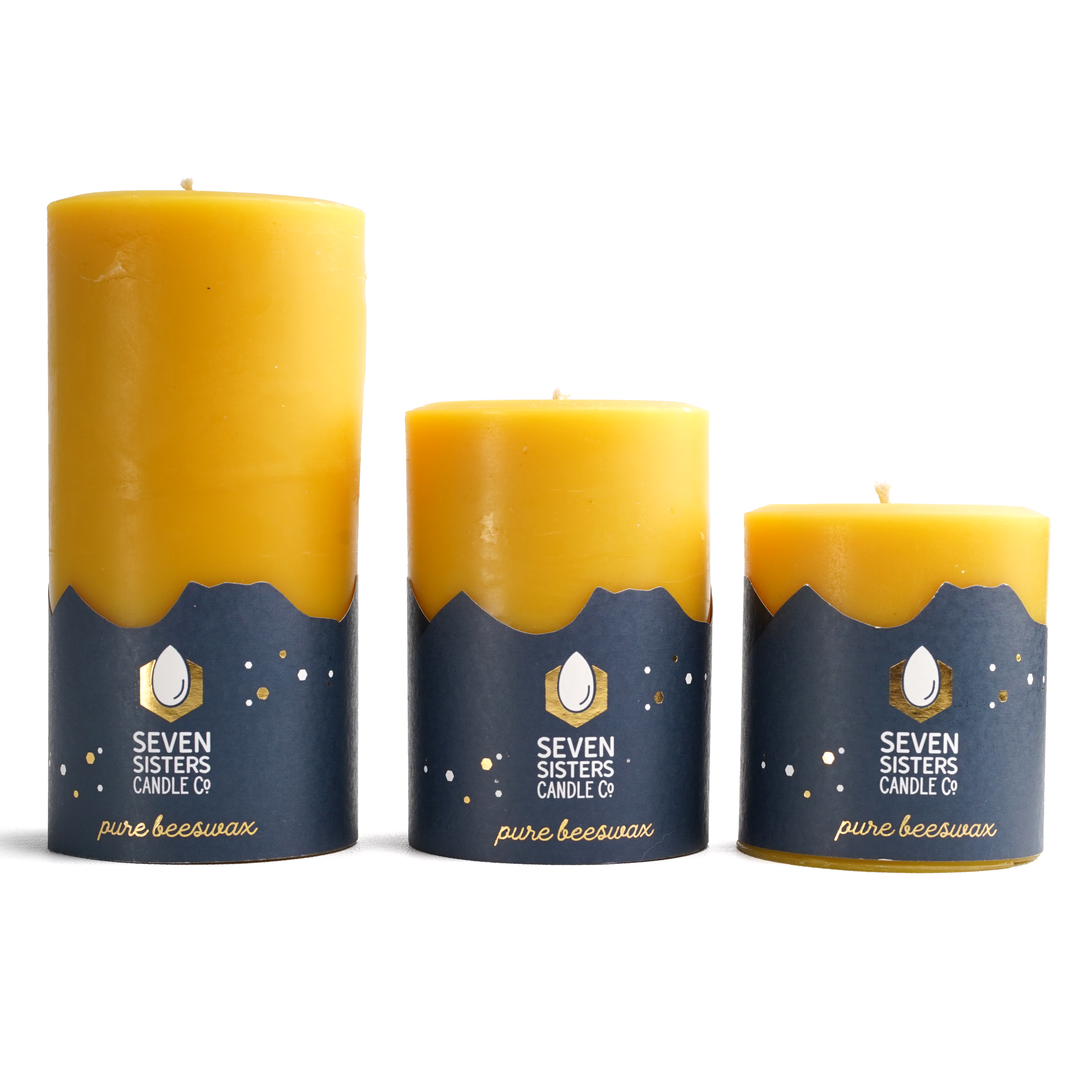 10cm Pure Beeswax Pillar Candle Trio - The Lightkeepers