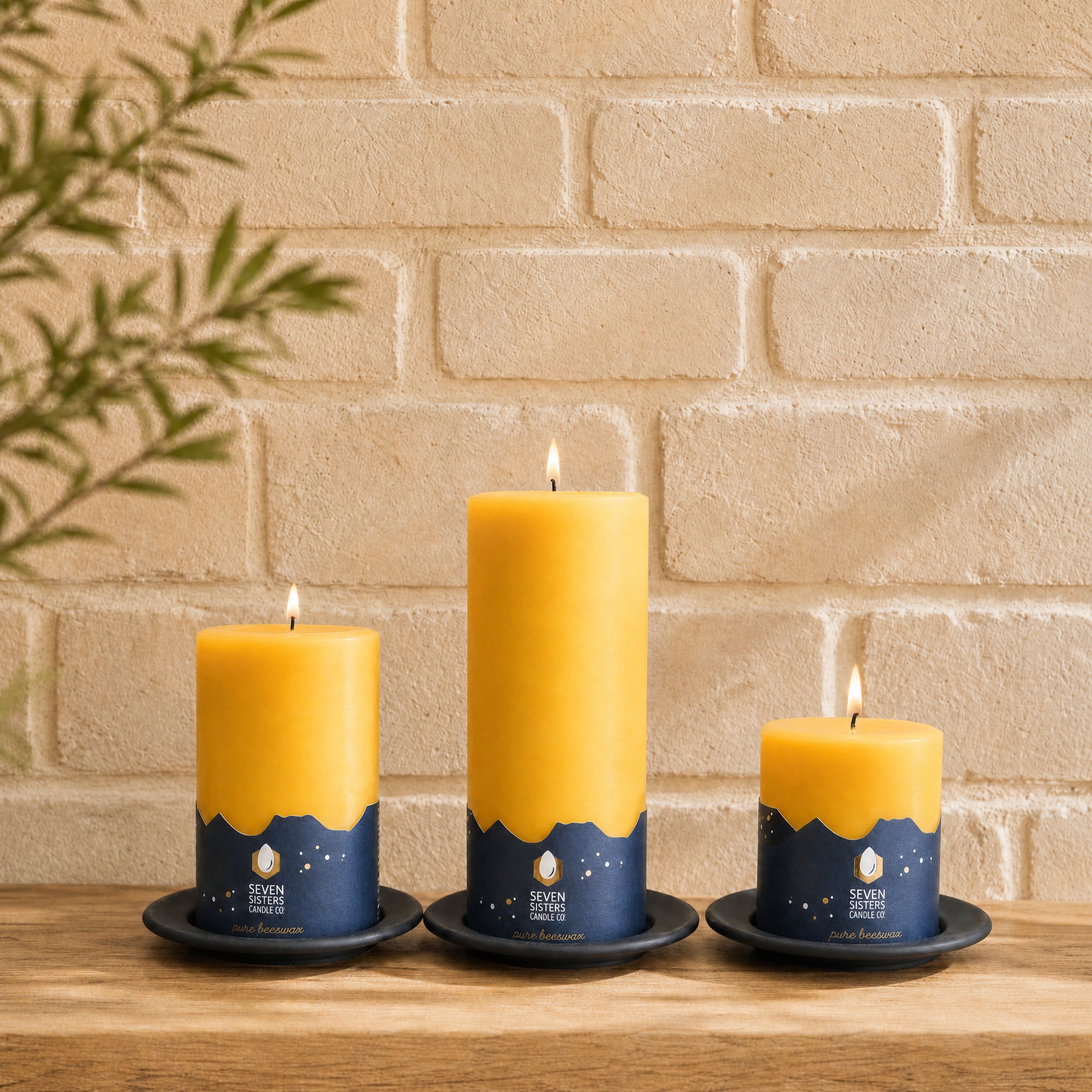 10cm Pure Beeswax Pillar Candle Trio - The Lightkeepers