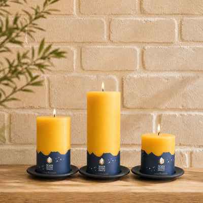 10cm Pure Beeswax Pillar Candle Trio - The Lightkeepers