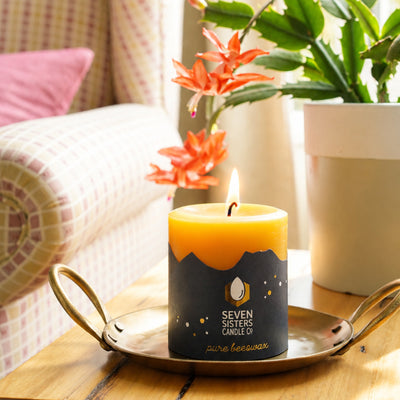 Pure Beeswax Pillar Candle - 7.5cm Diameter